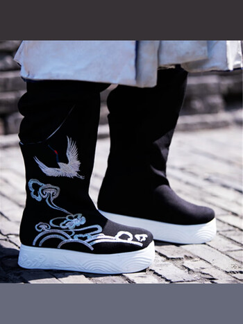 古风鞋子男武侠古装汉服古风靴皂靴女汉服鞋内增高古代宋明制厚底翘头