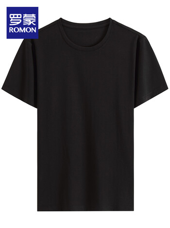 罗蒙纯色短袖t恤男夏季中青年男士时尚休闲圆领t恤衫s1t091088jh黑色