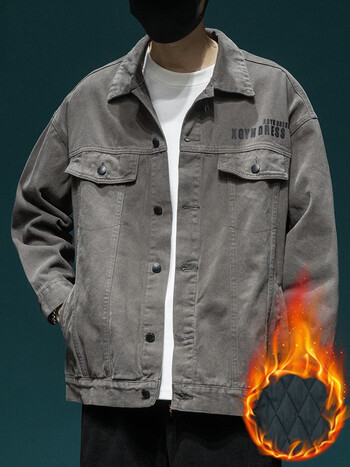 依郎酷工装夹克男牛仔外套男士春秋季印花上衣服休闲潮流纯棉外衣男生