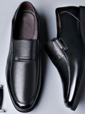 红蜻蜓商务正装男鞋皮鞋男软皮软底韩版潮百搭休闲鞋黑色精品款42