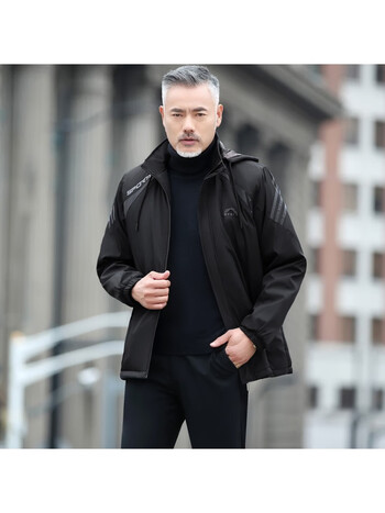 swjeans七匹狼中老年人夹克男秋冬季加绒加厚中年男士外套休闲冬装