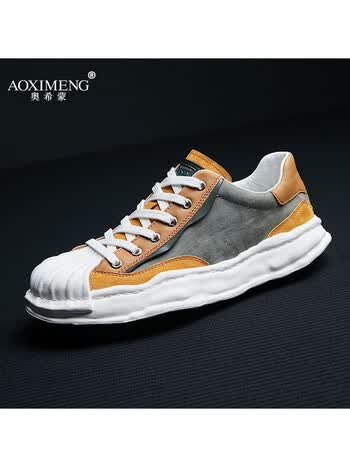 奥希蒙品牌休闲板鞋男2022新款时尚百搭溶解鞋男日系潮流复古运动休闲
