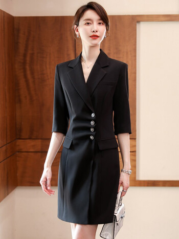 j-me22年夏季新款短袖职业连衣裙时尚气质休闲商务职业装女装西装裙