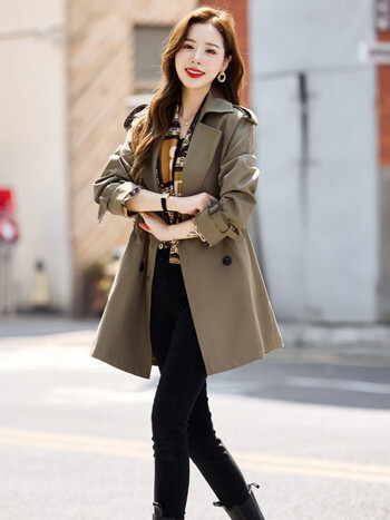 2022春季新款风衣女短款韩版洋气女装大衣外套咖色无里布xl建议126135