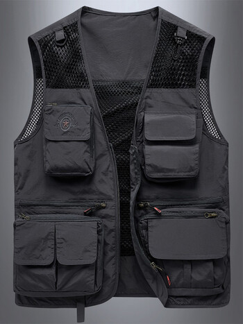 保罗军刀 马甲男春夏季户外多口袋网眼定制马甲摄影钓鱼背心男士坎肩