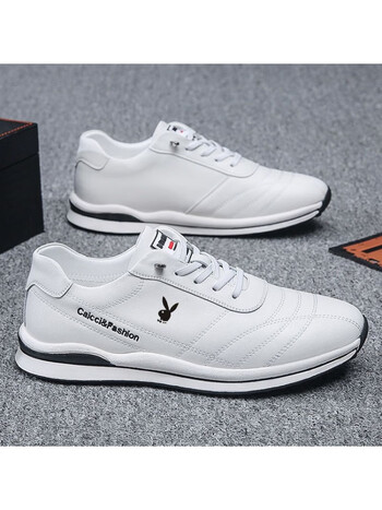 花花公子playboy男鞋春秋季真皮牛皮运动休闲鞋皮鞋男软皮透气跑步鞋