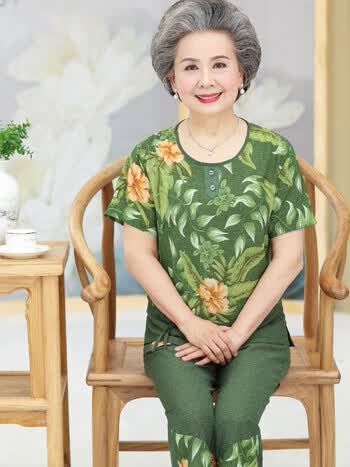 夕薇美夏季新品女老人家老太太老年人夏季棉麻奶奶装老太婆中女装夏装