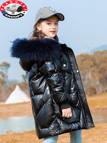 史努比snoopy轻奢高端儿童羽绒服亮皮免洗冬季新款女童棉衣儿童棉中大