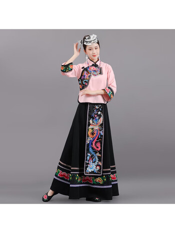 迪士尼新款刺绣苗族苗家舞蹈服瑶族演出服苗寨湘西土家族少数民族服装