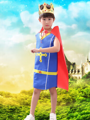 手工服装新款节亲子装diy材料手工制作环保衣服走秀服装 蓝色王子款