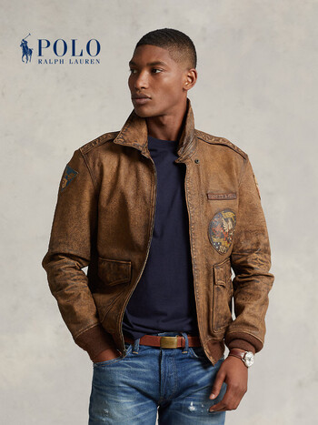 polo ralph lauren 拉夫劳伦男装 23年春季皮革飞行员夹克rl16717 200