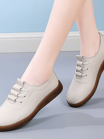 珂卡芙kekafu真皮小皮鞋女软底平底小白鞋女皮面休闲鞋单鞋牛筋女鞋