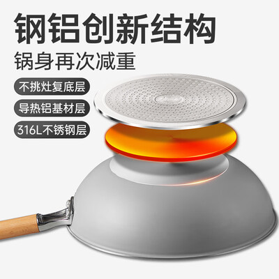 炊大皇 316L不锈钢炒锅 CG30QY  30cm