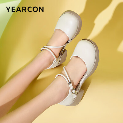 意尔康学院风粗跟凉鞋 米白37评测说真相(意尔康凉鞋质量怎么样)