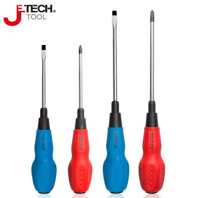 捷科（JETECH）4PCS SET 螺丝刀套装十字一字起子组改锥家用软柄螺丝批组套4件套铬钒镍合金钢