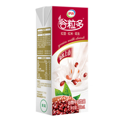 伊利谷粒多红谷牛奶饮品250ml12盒箱红豆红米花生营养早餐伴侣礼盒装