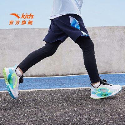 安踏儿童运动鞋男女小童鞋2025夏季新品网面透气旋钮扣缓震逐月跑鞋