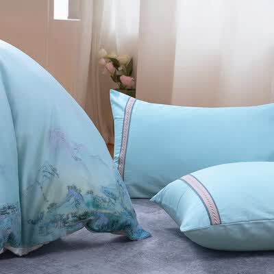 金丝莉 汉唐风韵全棉四件套 钟灵毓秀-兰  被套200x230cm