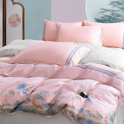 金丝莉 汉唐风韵全棉四件套 钟灵毓秀-粉  被套200x230cm