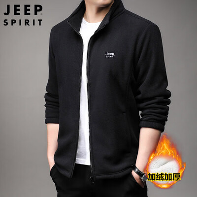 jeep抓绒衣怎么样(JEEP SPIRIT男士抓绒卫衣黑色L运动男装好不好)-图片4