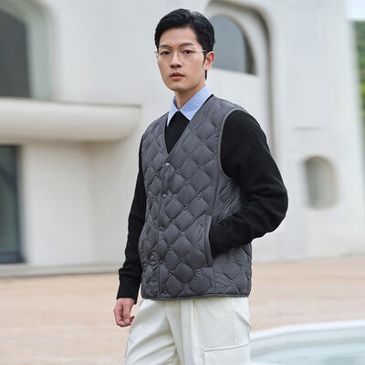 坦博尔羽绒服质量好不好(坦博尔羽绒马甲男士轻奢灰TF236011保暖男士马甲质量如何)-图片1