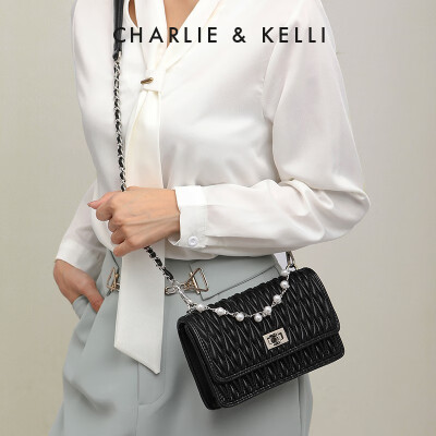 CHARLIE&KELLI CK品牌包包女包轻奢侈2025新款生日礼物送女生菱格链条斜挎包