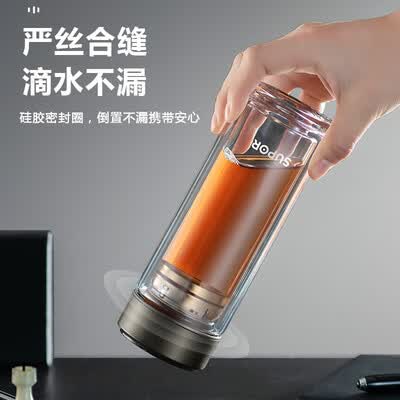 苏泊尔（SUPOR）耐热玻璃杯简系列 KC33GU10（双层，含茶滤）330ML