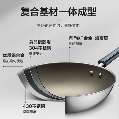 苏泊尔（SUPOR）有钛无涂层不粘炒锅 CC34JG3 34cm