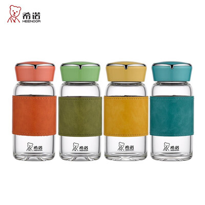 希诺（HEENOOR） 单层玻璃杯迷你小巧便携花茶杯简约清新时尚家用水杯带盖 XN-6078