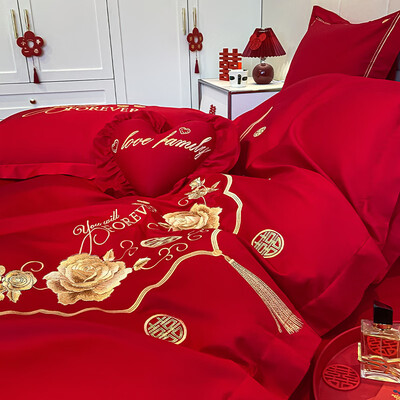 罗兰禧约新中式纯棉婚庆四件套大红色结婚全棉刺绣喜床上用品婚房婚床四件套测评看真相（罗兰禧约新中式纯棉婚庆四件套大红色结婚全棉刺绣喜床上用品婚房婚床四件套靠谱吗,揭秘内幕）-图片2