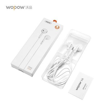 沃品 耳机有线入耳式3.5mm接口线控耳麦 白色 EM209