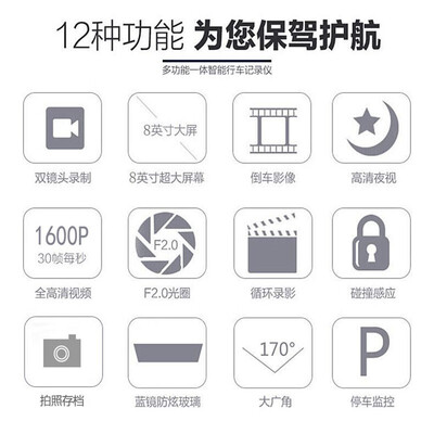 全景双录8寸行车记录仪64G倒车雷达质量如何（趣苑倒车雷达怎么开）