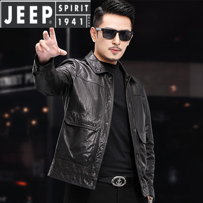 油蜡皮和小羊皮(Jeep油蜡羊皮皮夹克男黑色3XL男士皮夹克好不好)-图片2