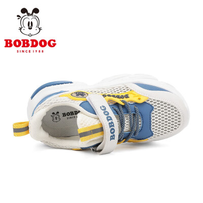 巴布豆（BOBDOG）童鞋男童透气儿童运动鞋夏季单网鞋103522097浅米/月光蓝27