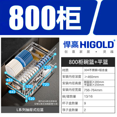 悍高橱柜拉篮怎么样(悍高HIGOLD碗篮800柜LGF升级款橱柜拉篮到底如何,值得入手吗)-图片1