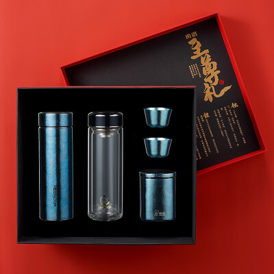 希诺（HEENOOR） 至尊礼盒套装内含希诺纯钛保温杯抗菌玻璃杯茶罐品茗杯 至尊套盒A/B/C