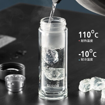 苏泊尔（SUPOR）耐热玻璃杯简系列 KC33GU10（双层，含茶滤）330ML