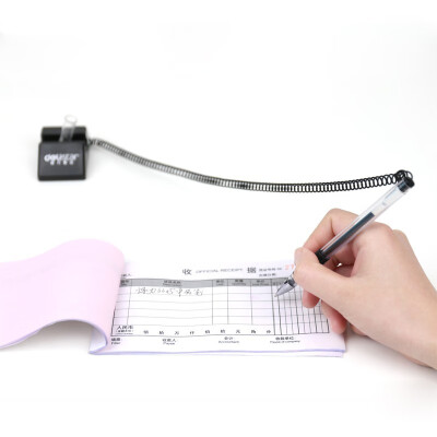 得力（deli）台笔 固定桌笔 中性笔带线粘贴桌子签字笔
