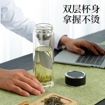 富光 铭成抗菌双层玻璃杯（流通款）400ml G2213-sh-400