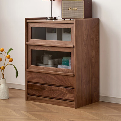 赫兰菲 北美黑胡桃木边柜 实木电视边柜酒柜质量如何(赫兰菲家具怎么样)-图片1