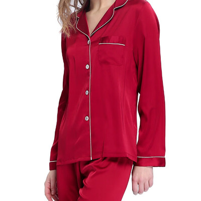 艾丝雅兰 A-Y500 月光倾城丝绸睡衣单人装 女款酒红色 下单备注尺码