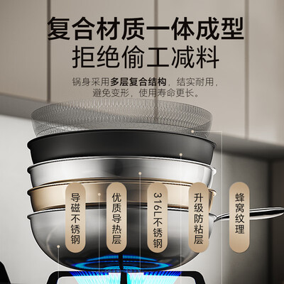 康巴赫316不锈钢蜂窝炒锅怎么样(康巴赫316L不锈钢蜂窝炒锅32cm通用锅具炒菜锅测评看真相)-图片2