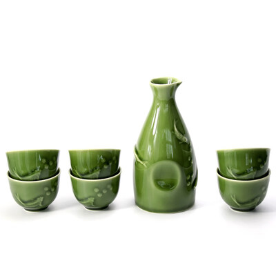 乾唐轩 双鱼酒器 耀州绿 壶230ml  杯50ml （1壶6杯）  