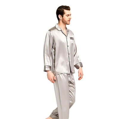 艾丝雅兰 A-Y502-1 巴黎风尚桑蚕丝睡衣双人装 银灰色（男）+樱花粉（女）备注型号