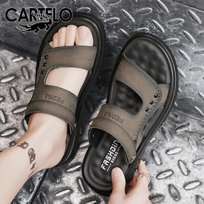 CARTELO 皮凉鞋 男夏季2024棕色42码测评看真相（卡帝乐鳄鱼凉鞋质量怎么样）