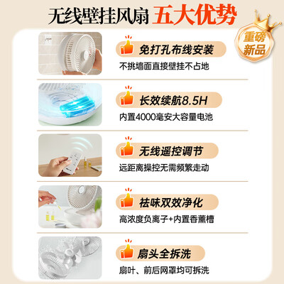 小熊 DFS-T05H2 充电风扇 负离子大风量遥控壁挂风扇评测说真相(小熊壁挂风扇怎么拆)-图片4