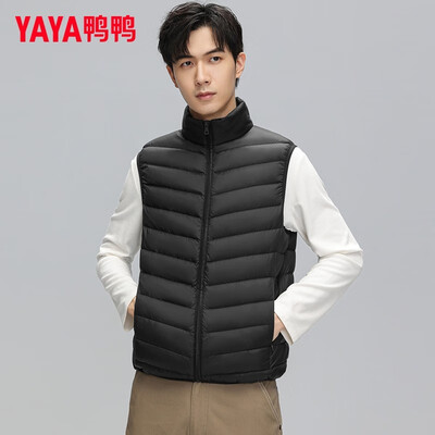 鸭鸭羽绒马甲怎么样（鸭鸭YAYA轻薄羽绒马甲黑色170/M男士短款男士马甲体验效果好吗）