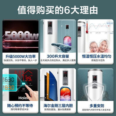 海尔热水器3000w和2000w哪个好（海尔300升速热电热水器300LC中央热水器是否值得入手）-图片5