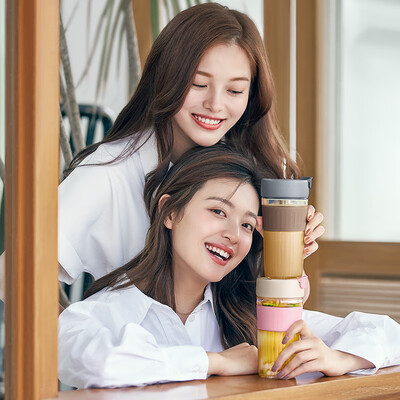 苏泊尔（SUPOR）吸管玻璃泡饮杯   KC45HU10 奶油粉/摩卡棕