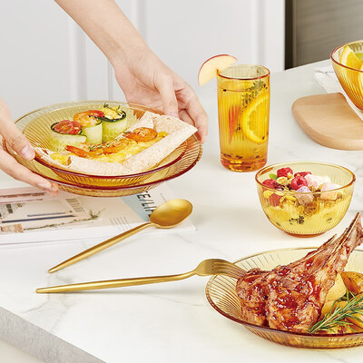 康宁 晶尊系列餐具12件组（4饭碗2面碗4深盘2浅盘）SNAMD12A/KZYL（黄盒）  